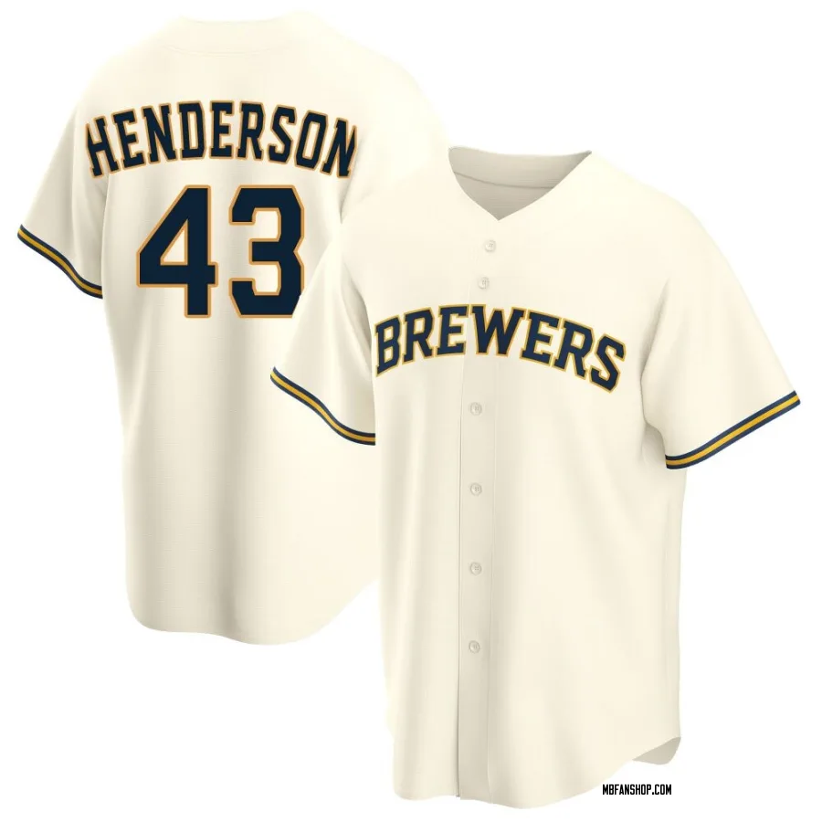 Replica Men's Logan Henderson Milwaukee Brewers Home Jersey - Cream