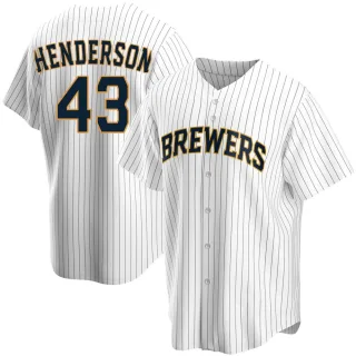 Replica Men's Logan Henderson Milwaukee Brewers Home Jersey - White