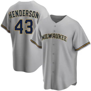 Replica Men's Logan Henderson Milwaukee Brewers Road Jersey - Gray
