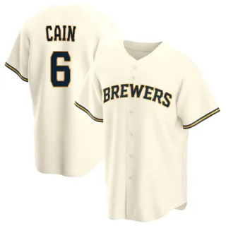 Replica Men's Lorenzo Cain Milwaukee Brewers Home Jersey - Cream