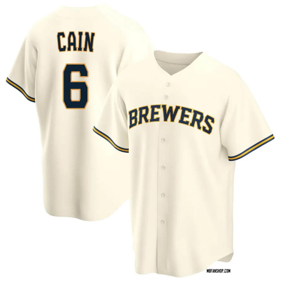 Replica Men's Lorenzo Cain Milwaukee Brewers Home Jersey - Cream