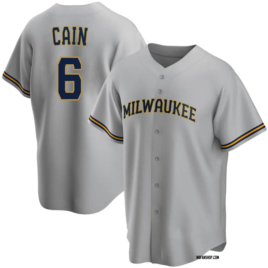 Replica Men's Lorenzo Cain Milwaukee Brewers Road Jersey - Gray
