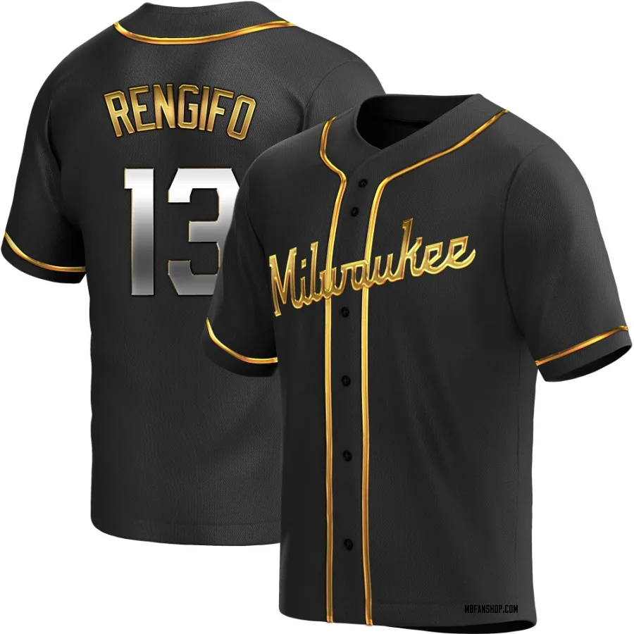 Replica Men's Luis Rengifo Milwaukee Brewers Alternate Jersey - Black Golden