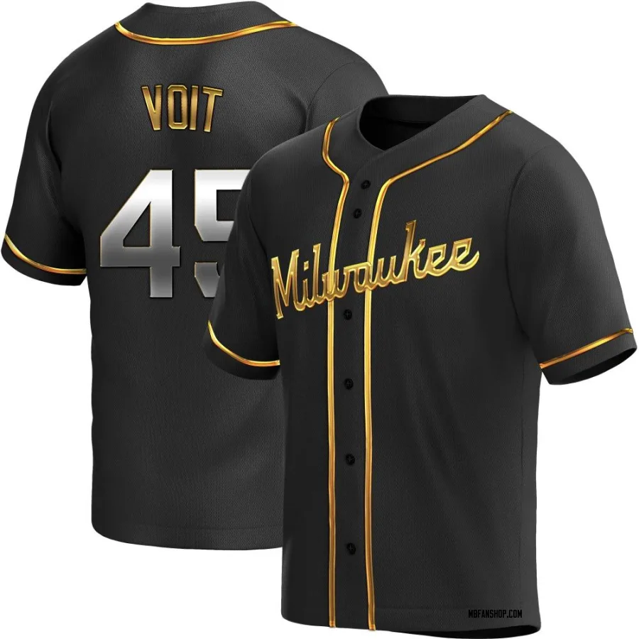 Replica Men's Luke Voit Milwaukee Brewers Alternate Jersey - Black Golden