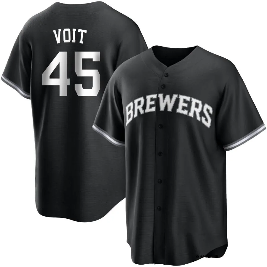 Replica Men's Luke Voit Milwaukee Brewers Jersey - Black/White