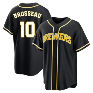 Replica Men's Mike Brosseau Milwaukee Brewers Fashion Out Jersey - Black