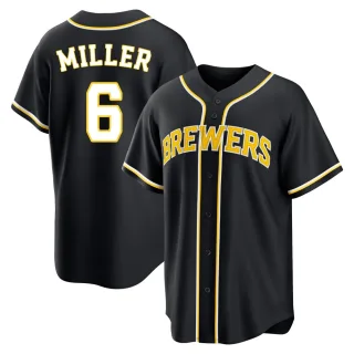 Replica Men's Owen Miller Milwaukee Brewers Fashion Out Jersey - Black