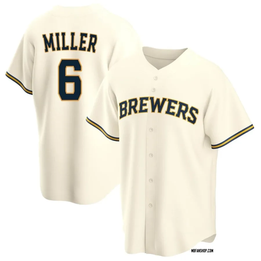 Replica Men's Owen Miller Milwaukee Brewers Home Jersey - Cream