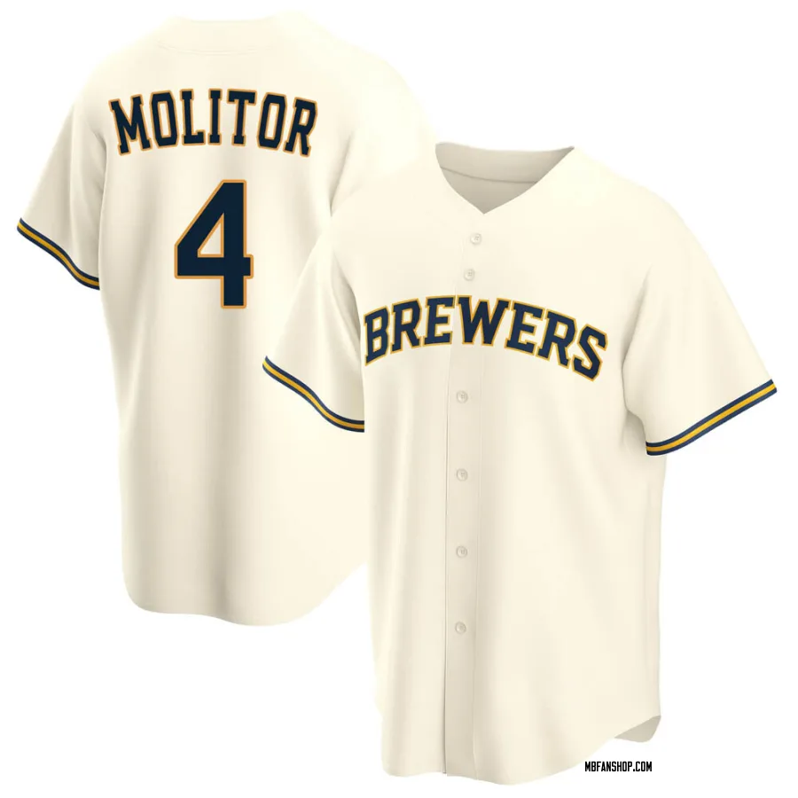 Replica Men's Paul Molitor Milwaukee Brewers Home Jersey - Cream
