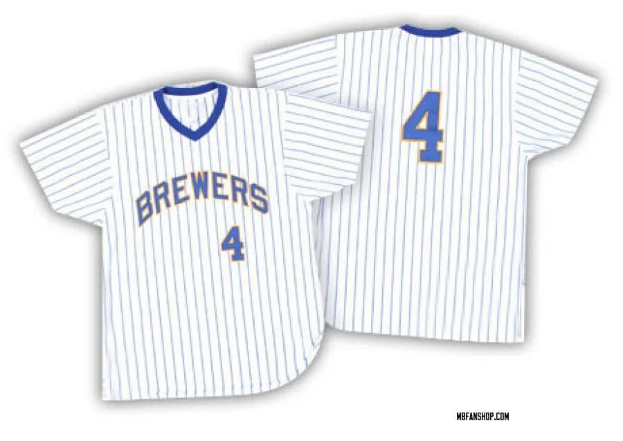 Replica Men's Paul Molitor Milwaukee Brewers Strip Throwback Jersey - White/Blue