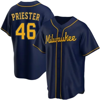 Replica Men's Quinn Priester Milwaukee Brewers Alternate Jersey - Navy