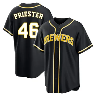 Replica Men's Quinn Priester Milwaukee Brewers Fashion Out Jersey - Black