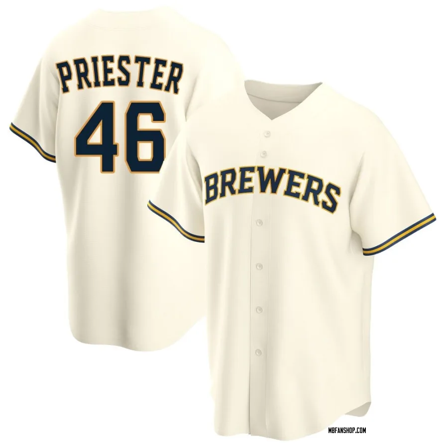 Replica Men's Quinn Priester Milwaukee Brewers Home Jersey - Cream
