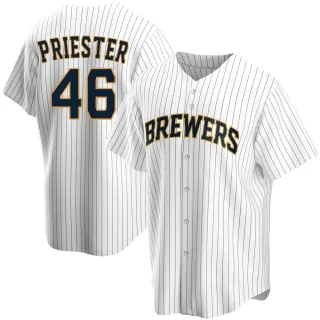 Replica Men's Quinn Priester Milwaukee Brewers Home Jersey - White