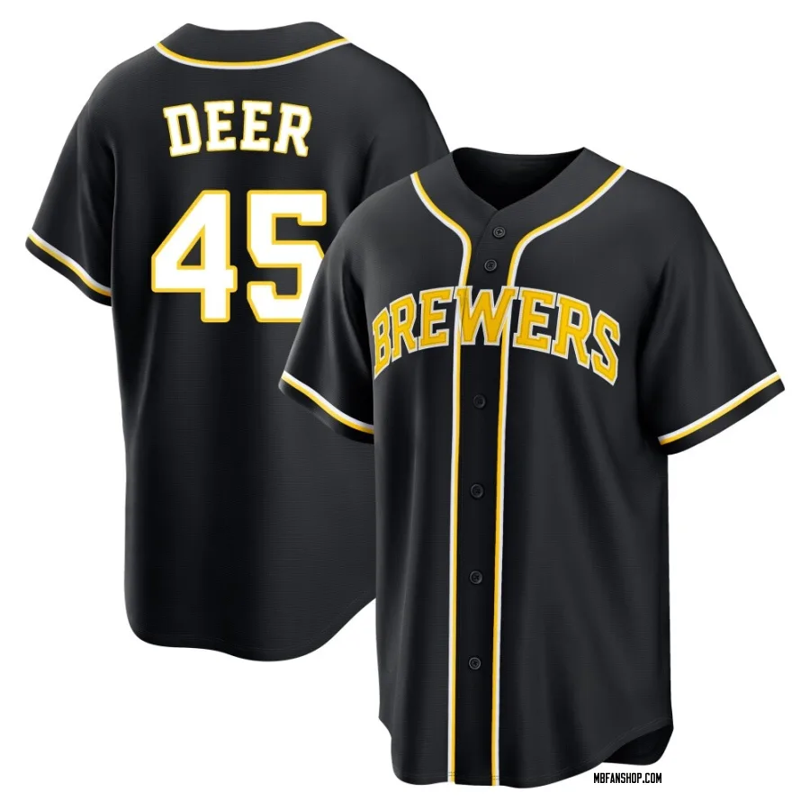 Replica Men's Rob Deer Milwaukee Brewers Fashion Out Jersey - Black