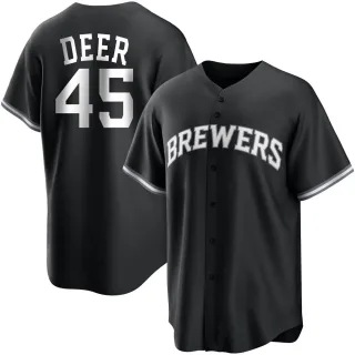Replica Men's Rob Deer Milwaukee Brewers Jersey - Black/White