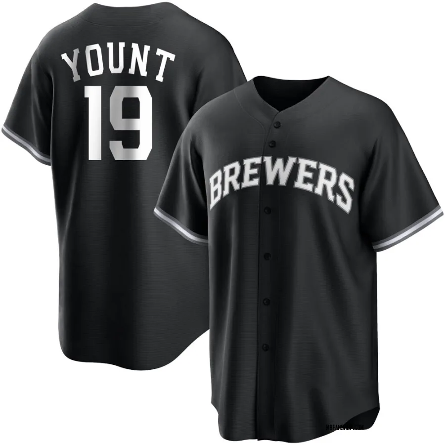 Replica Men's Robin Yount Milwaukee Brewers Jersey - Black/White