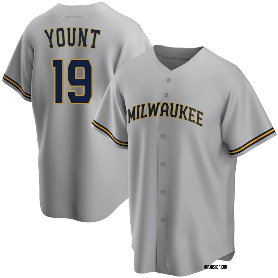 Replica Men's Robin Yount Milwaukee Brewers Road Jersey - Gray
