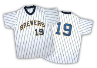 Replica Men's Robin Yount Milwaukee Brewers Strip Throwback Jersey - White/Blue