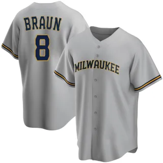 Replica Men's Ryan Braun Milwaukee Brewers Road Jersey - Gray