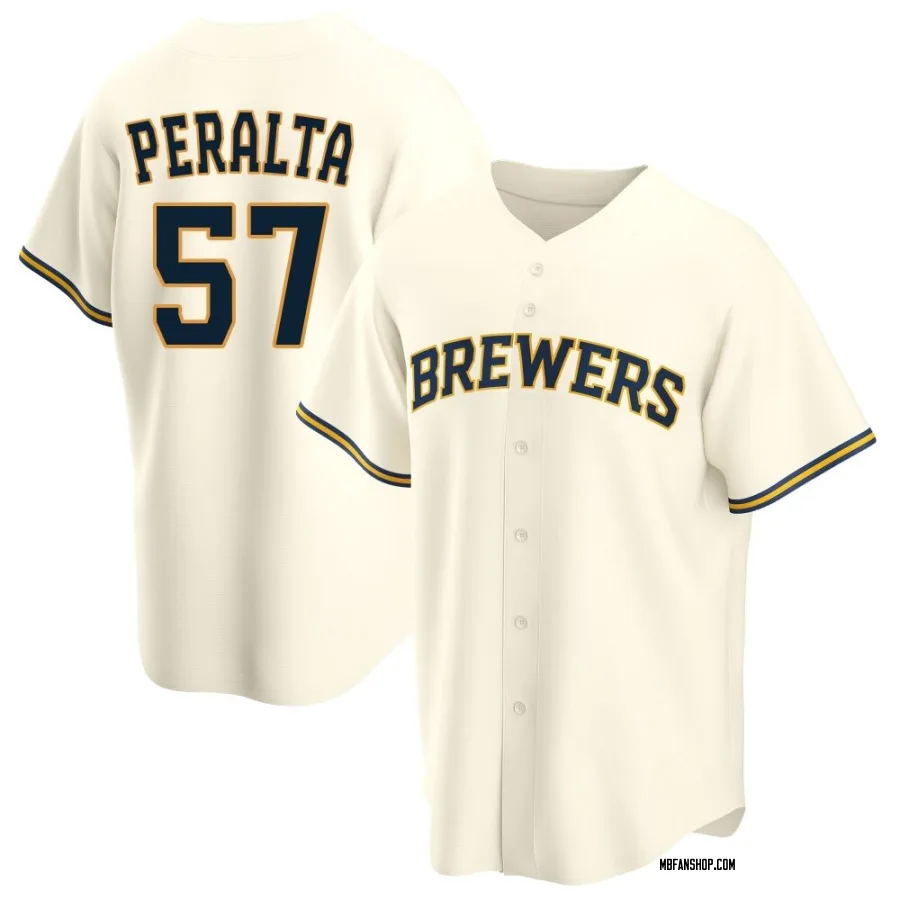 Replica Men's Sammy Peralta Milwaukee Brewers Home Jersey - Cream