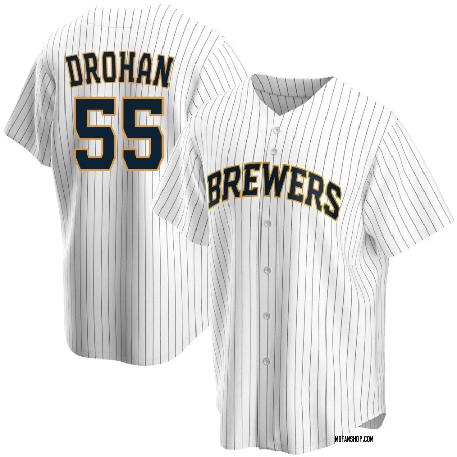 Replica Men's Shane Drohan Milwaukee Brewers Home Jersey - White