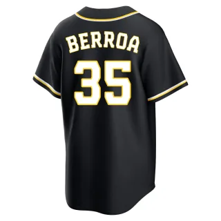 Replica Men's Steward Berroa Milwaukee Brewers Fashion Out Jersey - Black