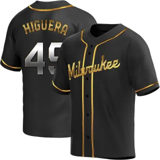 Replica Men's Teddy Higuera Milwaukee Brewers Alternate Jersey - Black Golden