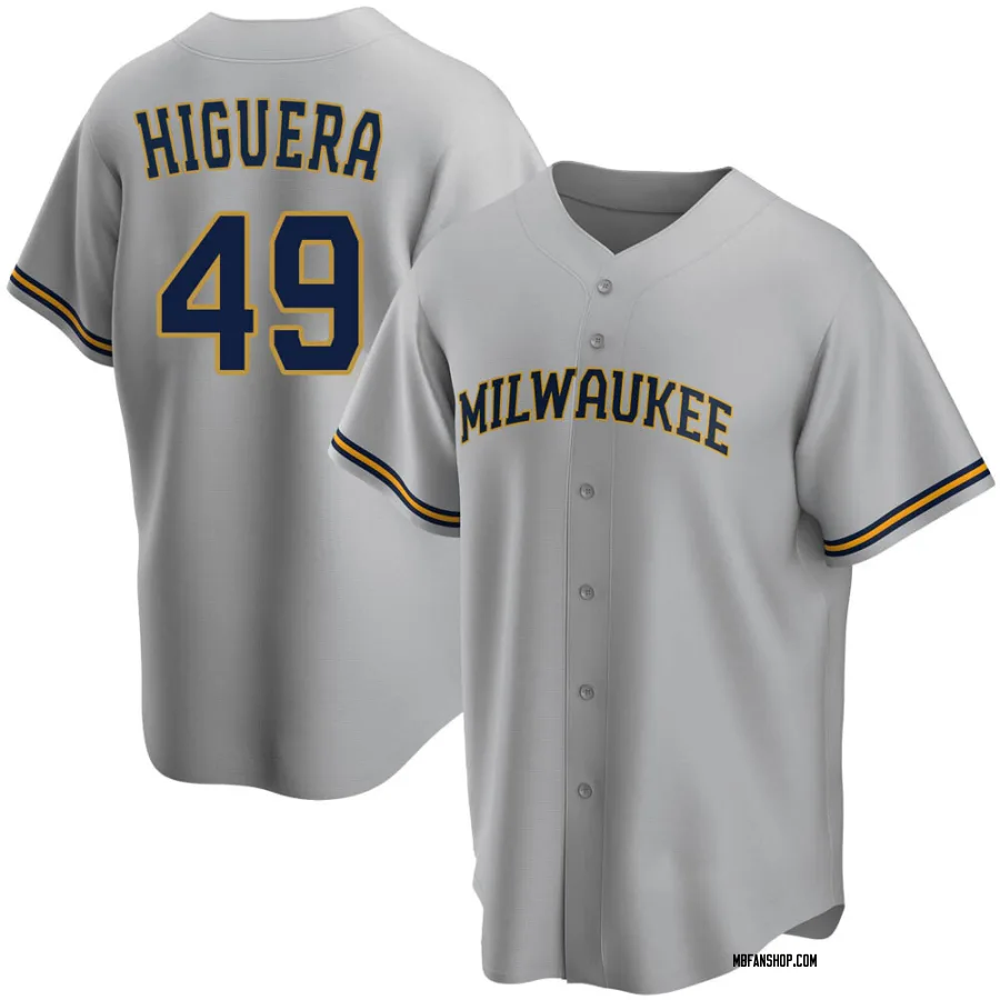 Replica Men's Teddy Higuera Milwaukee Brewers Road Jersey - Gray