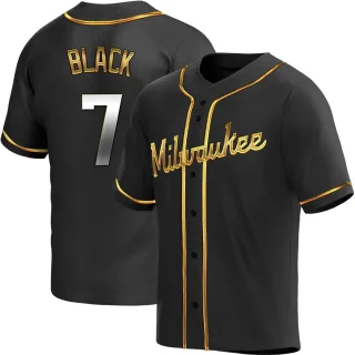 Replica Men's Tyler Black Milwaukee Brewers Alternate Jersey - Black Golden