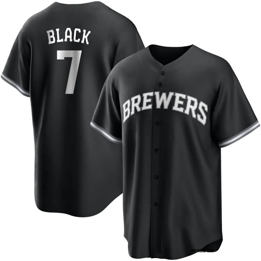 Replica Men's Tyler Black Milwaukee Brewers Jersey - Black/White