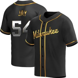 Replica Men's Tyler Jay Milwaukee Brewers Alternate Jersey - Black Golden