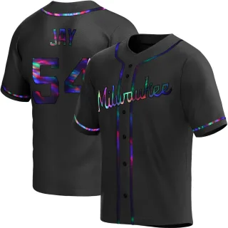 Replica Men's Tyler Jay Milwaukee Brewers Alternate Jersey - Black Holographic