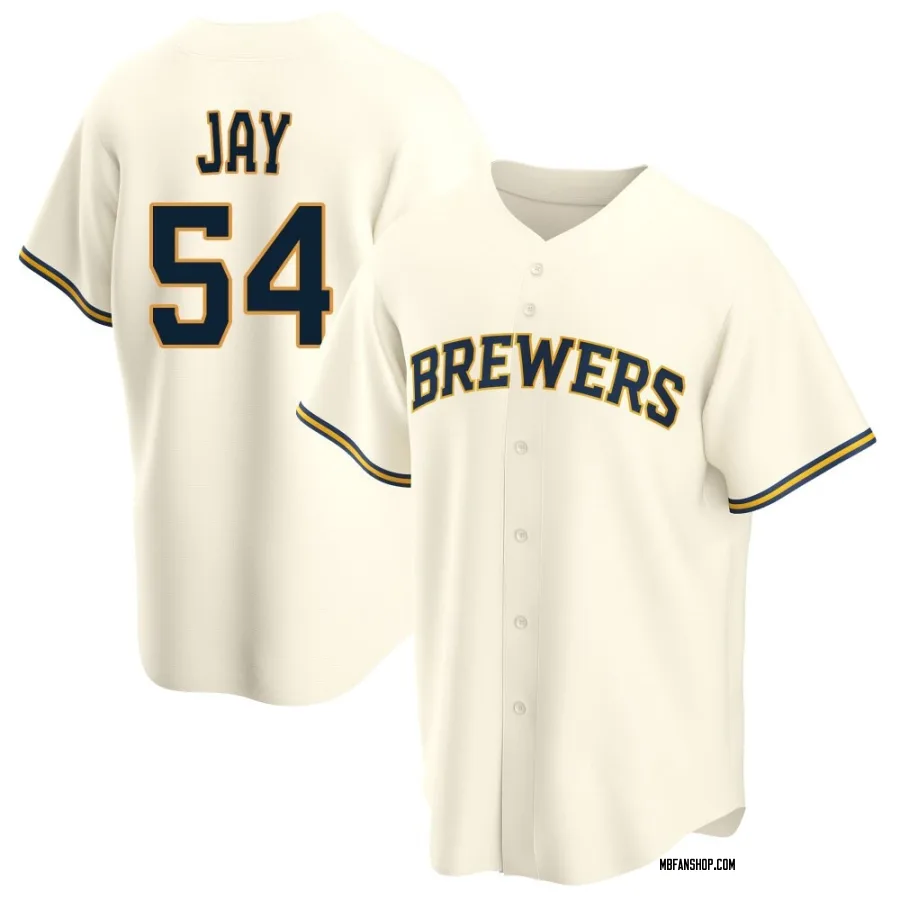 Replica Men's Tyler Jay Milwaukee Brewers Home Jersey - Cream