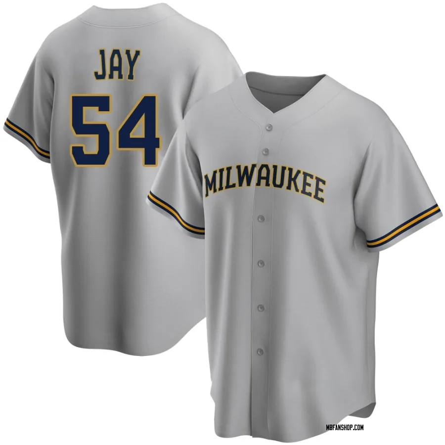 Replica Men's Tyler Jay Milwaukee Brewers Road Jersey - Gray