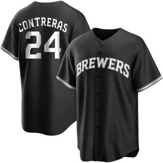 Replica Men's William Contreras Milwaukee Brewers Jersey - Black/White