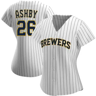 Replica Women's Aaron Ashby Milwaukee Brewers Alternate Jersey - White/Navy