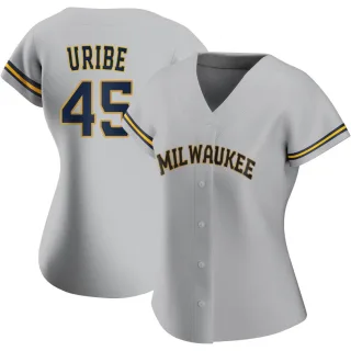 Replica Women's Abner Uribe Milwaukee Brewers Road Jersey - Gray