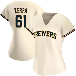Replica Women's Angel Zerpa Milwaukee Brewers Home Jersey - Cream