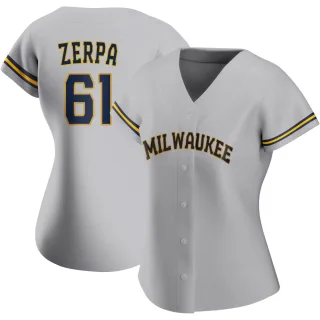 Replica Women's Angel Zerpa Milwaukee Brewers Road Jersey - Gray