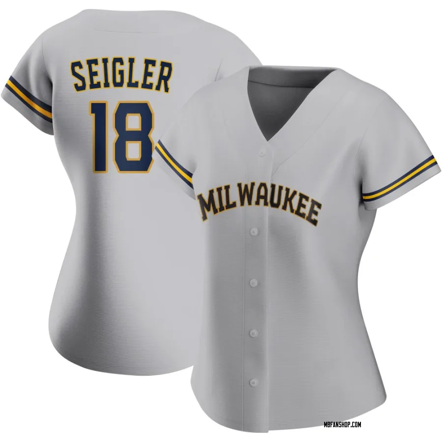 Replica Women's Anthony Seigler Milwaukee Brewers Road Jersey - Gray