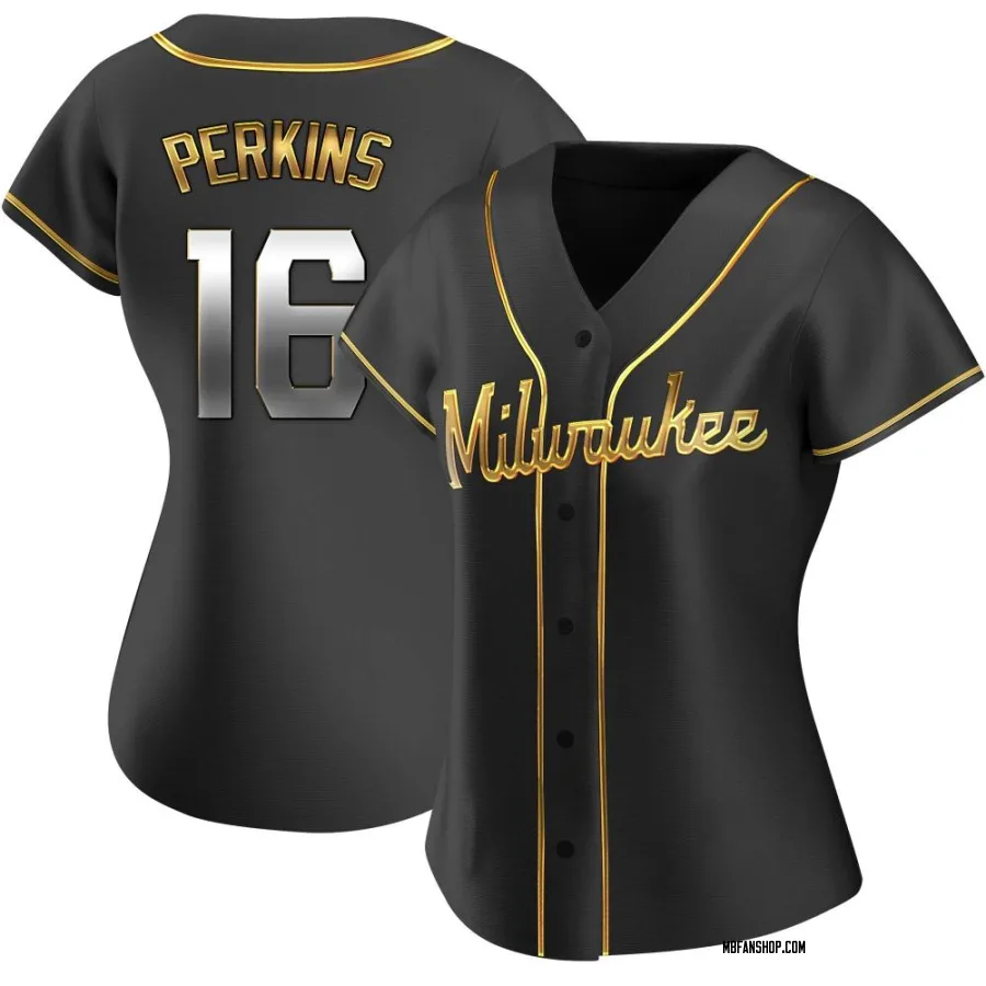 Replica Women's Blake Perkins Milwaukee Brewers Alternate Jersey - Black Golden