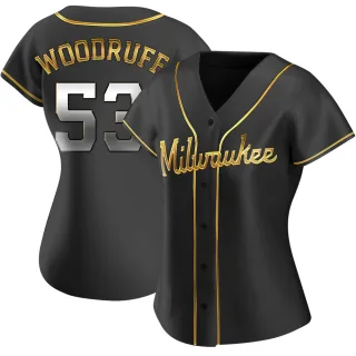 Replica Women's Brandon Woodruff Milwaukee Brewers Alternate Jersey - Black Golden