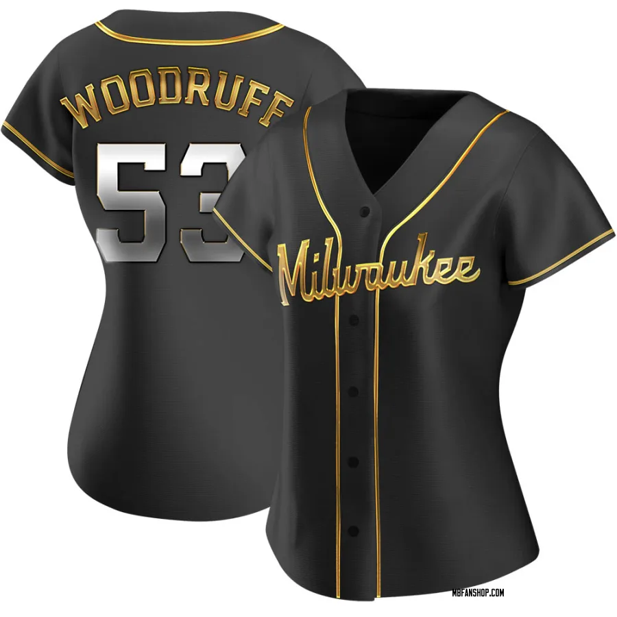 Replica Women's Brandon Woodruff Milwaukee Brewers Alternate Jersey - Black Golden