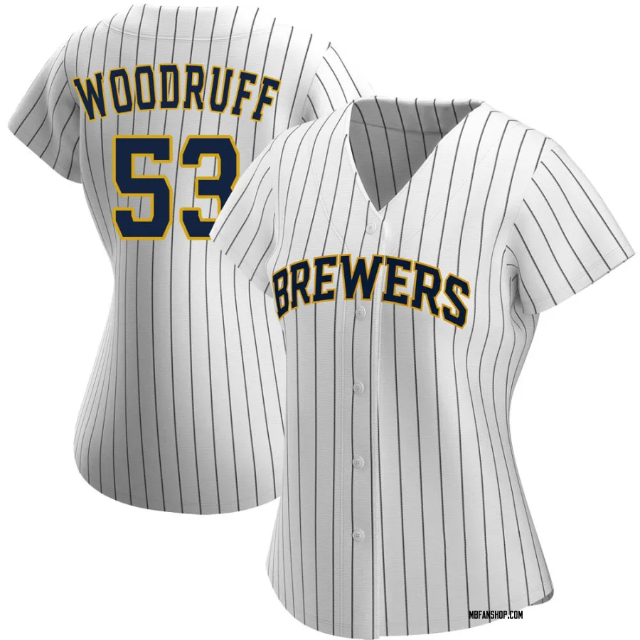 Replica Women's Brandon Woodruff Milwaukee Brewers Alternate Jersey - White/Navy