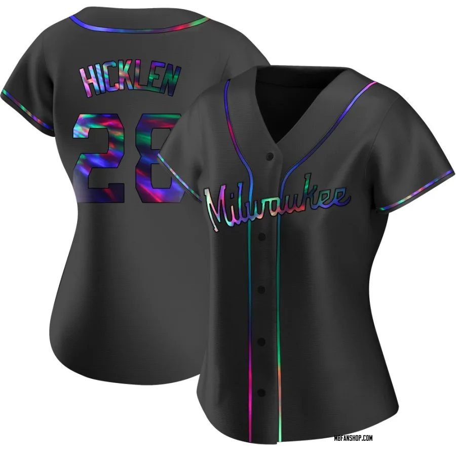 Replica Women's Brewer Hicklen Milwaukee Brewers Alternate Jersey - Black Holographic