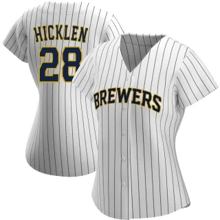Replica Women's Brewer Hicklen Milwaukee Brewers Alternate Jersey - White/Navy