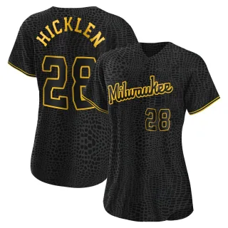 Replica Women's Brewer Hicklen Milwaukee Brewers Snake Skin City Jersey - Black