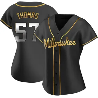 Replica Women's Connor Thomas Milwaukee Brewers Alternate Jersey - Black Golden