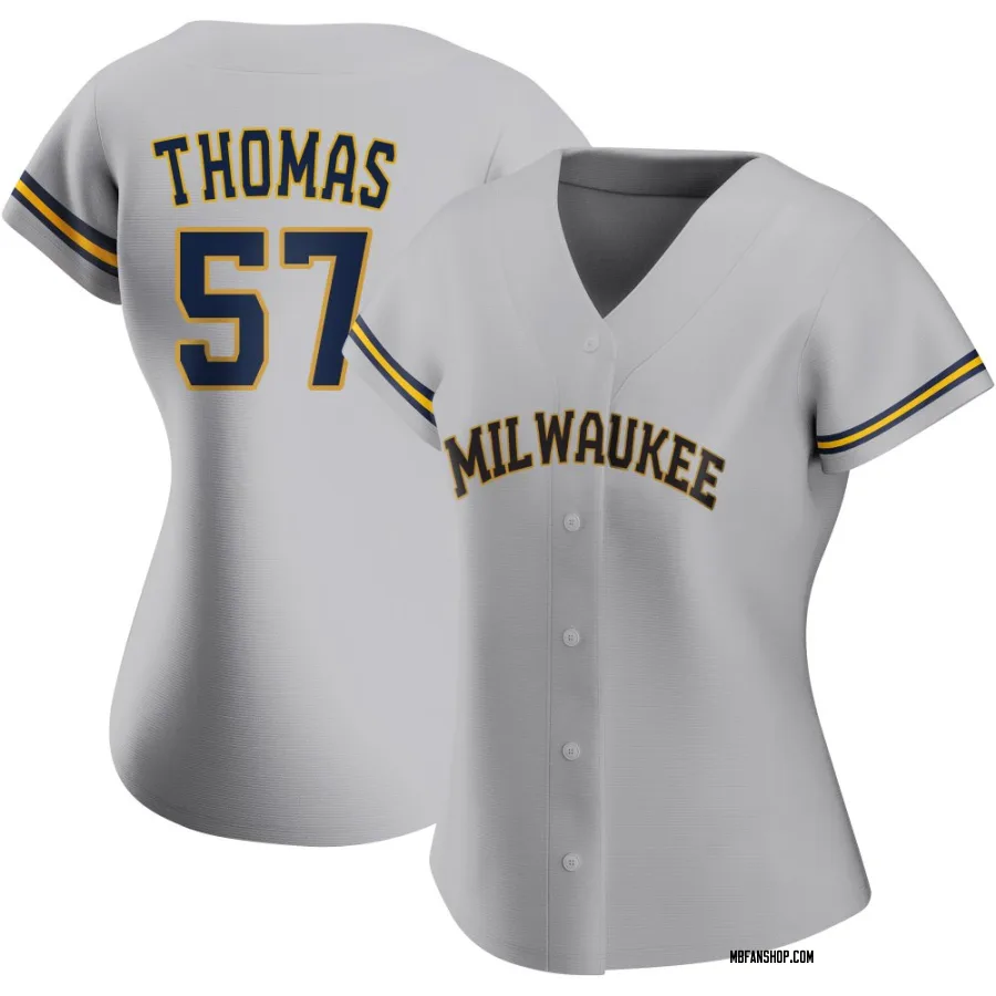 Replica Women's Connor Thomas Milwaukee Brewers Road Jersey - Gray